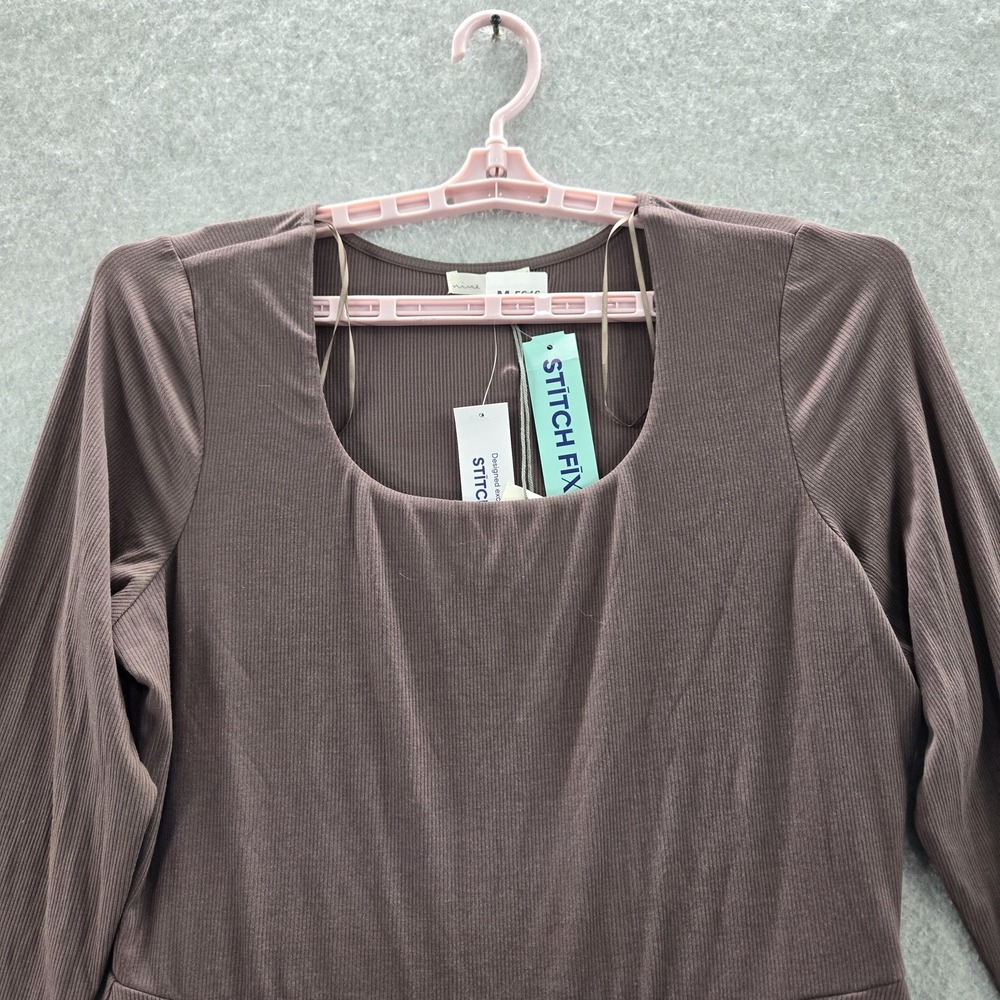 Nine Britton Women Dress 1X Taupe Fit & Flare Carrie Square Neck NWT - Picture 4 of 8